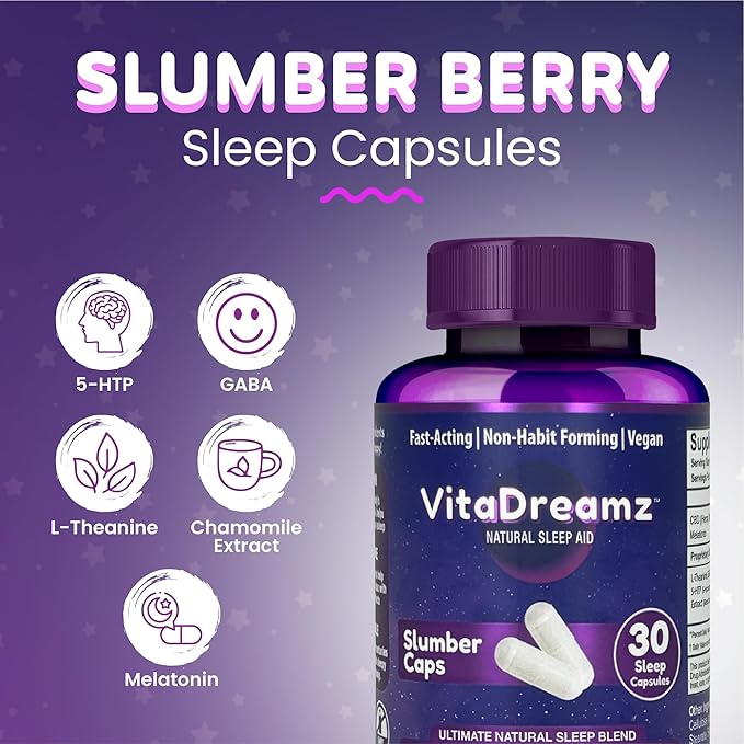 Melatonin Capsules for Sleep - Natural Sleep Aid Supplement with L-Theanine & GABA - SleepEZ Pillowz 30 Count