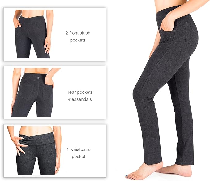 Yogipace,5 Pockets,25"/27"/29"/31"/33"/35"/37",Women's Straight Leg Yoga Dress Pants Workout Pants