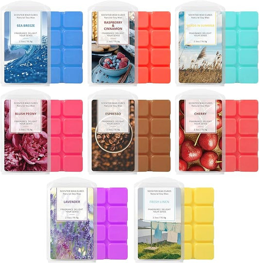 STRN Wax Melts Soy Wax Cubes 8 Pack Scented Wax Melts Warmer, Scented Wax Cubes for Warmers Soy Wax Cubes Candle Wax Melts (8x2.5oz)