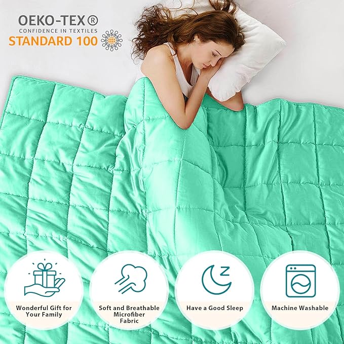 L'AGRATY Weighted Blanket - 60"x80" 15lbs Cooling Breathable Heavy Blanket Microfiber Material with Glass Beads for Adult All-Season Summer Fall Winter Soft Thick Comfort