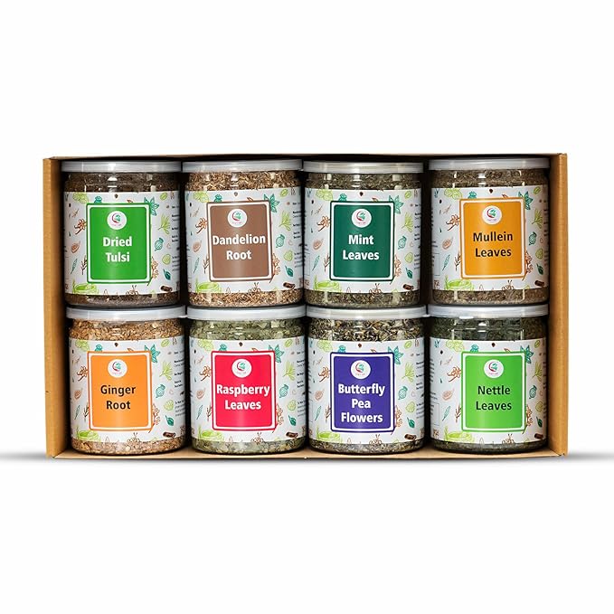 Loose Leaf Tea Set | Upto 450 Servings | Set of 8 teas for Wellness and Flavor Enthusiasts | Experience Blissful Infusion & Refreshing Aromatic Teas! | 100% Natural Ingredients | by Yogi's Giftยฎ