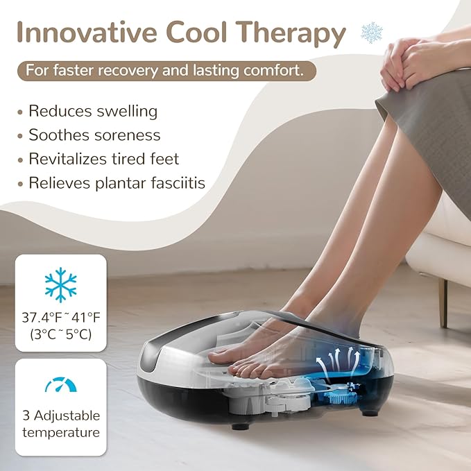 Howdy Cooling and Heating Foot Massager for Feet, Size 13 - Shiatsu Massage with Remote Control, Relief Plantar Fasciitis & Swollen Feet, 2025 Christmas Gift for Her/Him (30% Larger Heat Area)