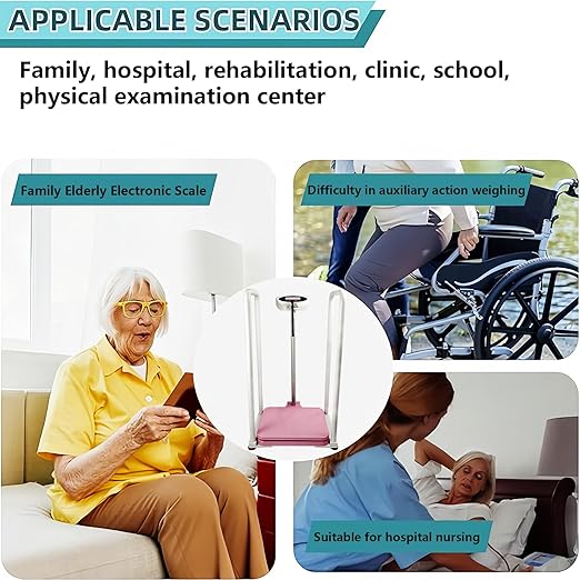Assist The Elderly in Measuring Weight gain While Standing, with an Electronic Scale with armrests, Suitable for use in clinics, Hospitals, Schools, Nursing Homes (Pink)