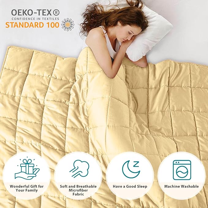 L'AGRATY Weighted Blanket - 48"x72" 20lbs Cooling Breathable Heavy Blanket Microfiber Material with Glass Beads for Adult All-Season Summer Fall Winter Soft Thick Comfort