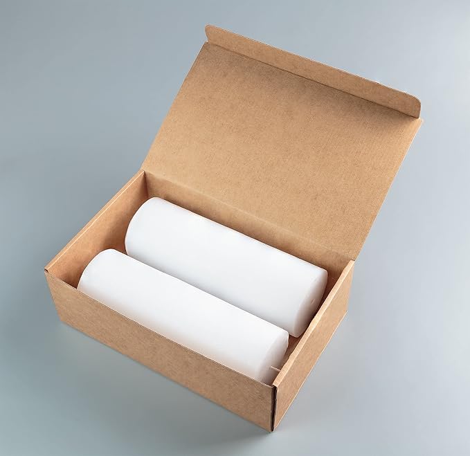 Set of 2 Pillar Candles 3" x 8" Unscented Handpoured Weddings, Home Decoration, Restaurants, Spa, Church Smokeless Cotton Wick - White