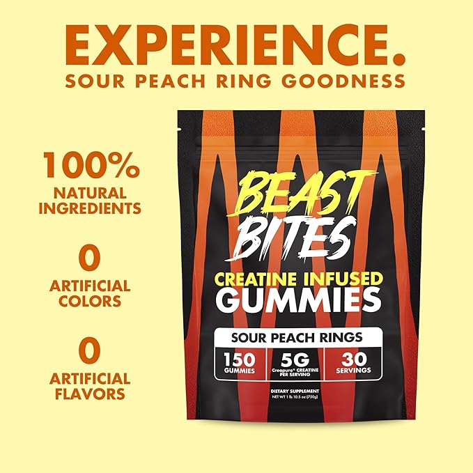 BEAST BITES - Creatine Infused Gummies - 5g Creapure Creatine Monohydrate Per Serving - NSF Certified for Sport - 30 Servings