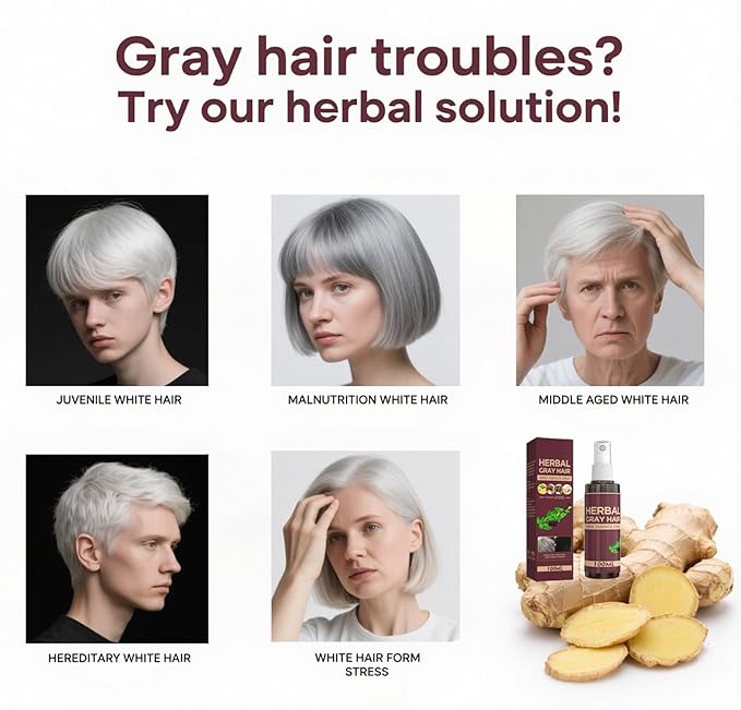 Herbal Gray Hair, Hair Darkening Conditioner Spray, Herbal Hair Coloring Spray, Hair Coloring Essence for 4 Weeks Gradual Results,Natural Hair Darkening Conditioner for Color Revival (2pcs)