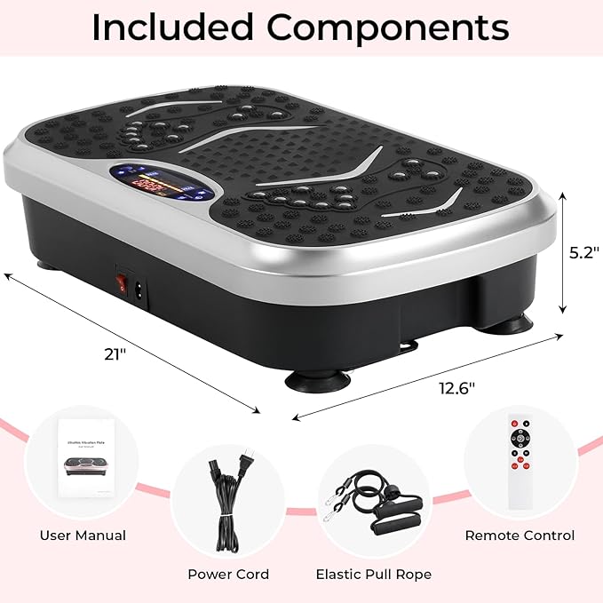 Arlopu 3D Vibration Plate Exercise Machine for Weight Loss & Lymphatic Drainage, Full Body Workout Shake Board Vibration Platform with Loop Bands & Remote, Home Gym Equipment for Toning/Recovery