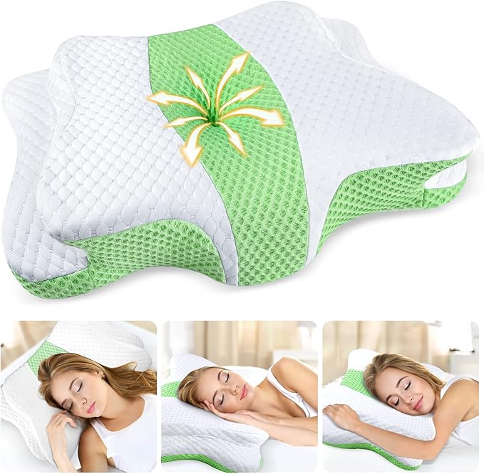 Memory Foam Pillows, Cervical Pillow for Neck and Shoulder Pain Relief, Ergonomic Contour Bed Pillow, Soft for Side Sleep Stomach Sleeping and Back Sleeper