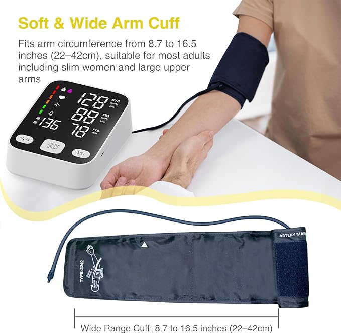 Upper Arm Electronic Blood Pressure Monitor, 6-Inch Extra Large Backlit Display, One-Button Operation, 2 Users availableOne, Pulse Rate Detection, Blood Pressure Monitors for Home Use