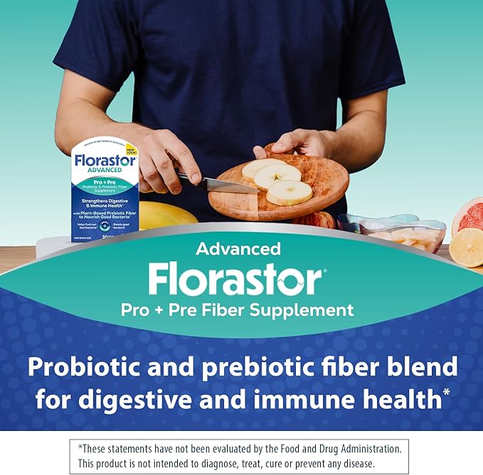 Florastor Select Pro+Pre Daily Probiotic and Prebiotic Supplement for Women and Men, Boosts Good Bacteria, Saccharomyces Boulardii CNCM I-745 (30 Capsules) (Pack of 2)