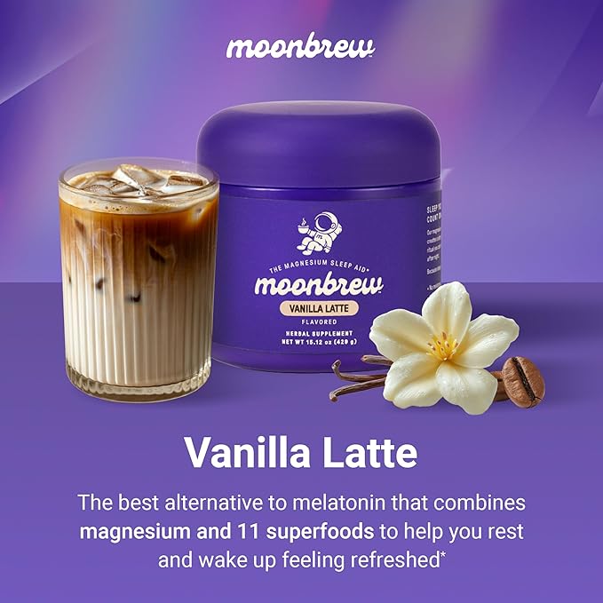 MoonBrew Nighttime Magnesium Sleepy Berry Smoothie, Natural Sleep Aid Drink Mix for Adults - Calming Melatonin-Free Sleep Support with L-Theanine, Chamomile & Zinc Glycinate - 25 Servings