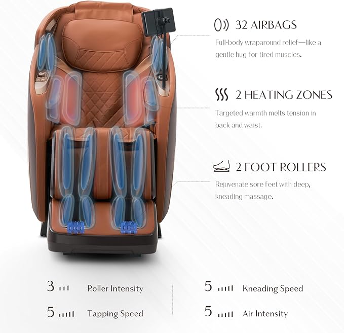 3D Massage Chair, Full Body Massage Chair, Zero Gravity Recliner w/Dynamic Leg Kneading System, 53.14" SL Track, Sleek Appearance, 12 Auto Modes, Wireless Charging, Bluetooth Speaker, TFT Screen