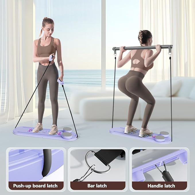 Pilates Board Pilates Reformer Set - Multifunctional Home Workout Board for Core & Abdominal Training,Portable Pilates Equipment for Women & Beginners