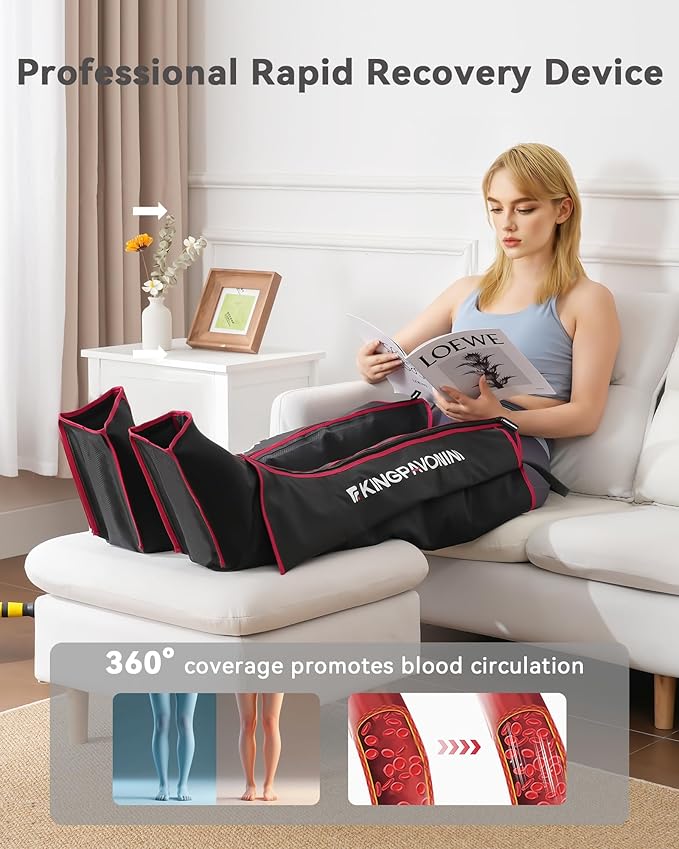 KingPavonini Leg Compression Massager for Circulation, Compression Boots with 6 Modes & 3 Intensities, Full Leg Massager for Circulation and Pain Relief, Recovery Boots Gifts for Men Women
