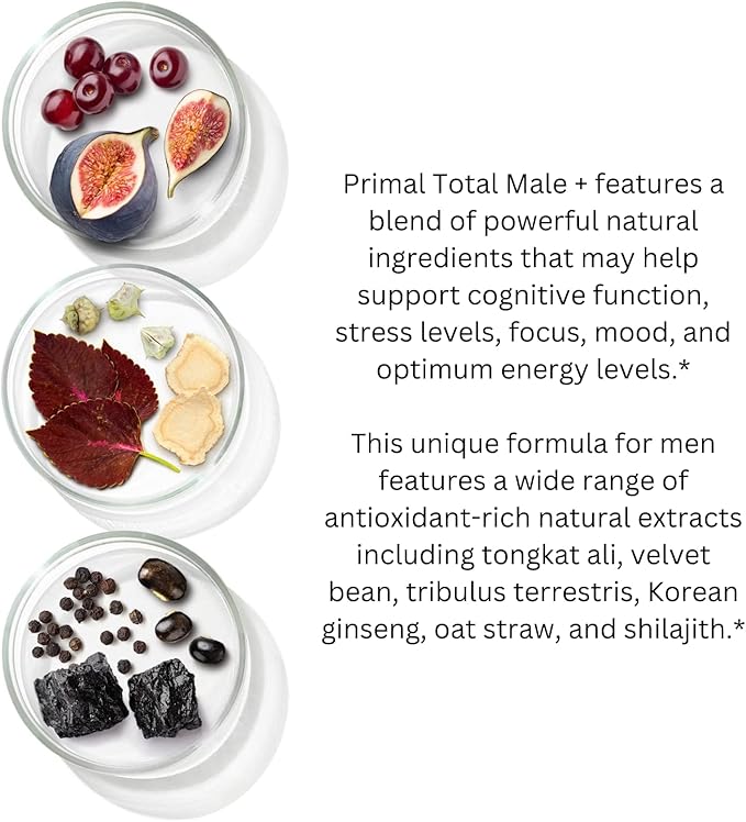 Primal Harvest Total Male+ Multivitamin for Men with Essential Vitamins, Minerals and Herbal Support for Energy, Vitality, Immune Health and Performance