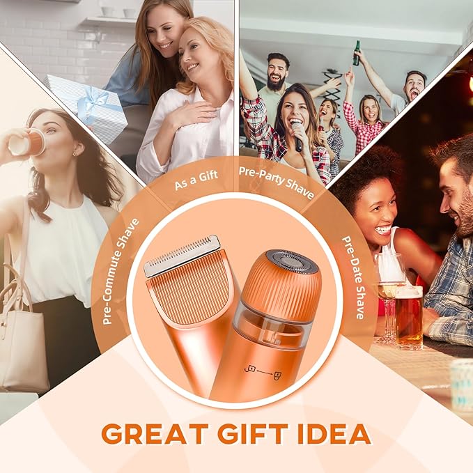 Bikini Trimmer for Women,Dual Head Shaver, IPX7 Waterproof, Compact Travel Design Bikini Shaver for Public Hair, Facial and Body(Orange)