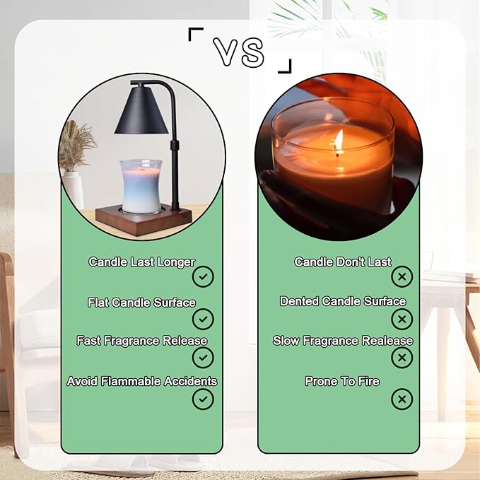 SOKCVSEA Candle Warmer Lamp - Candle Lamp Warmer with Timer Height Adjustable, Birthday Gifts for Women Mom, House Warming Gifts New Home Decor, Wax Melt Candle Warmer with 2 Bulbs 5-Black