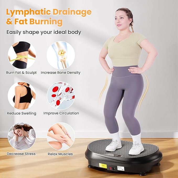 Curved Vibration Plate Exercise Machine, XL Vibration Plate 400 lbs Capacity with 9 Auto Modes and 120 Adjustable Speeds, Whole Body Vibration Plate Machine for Home Women Men