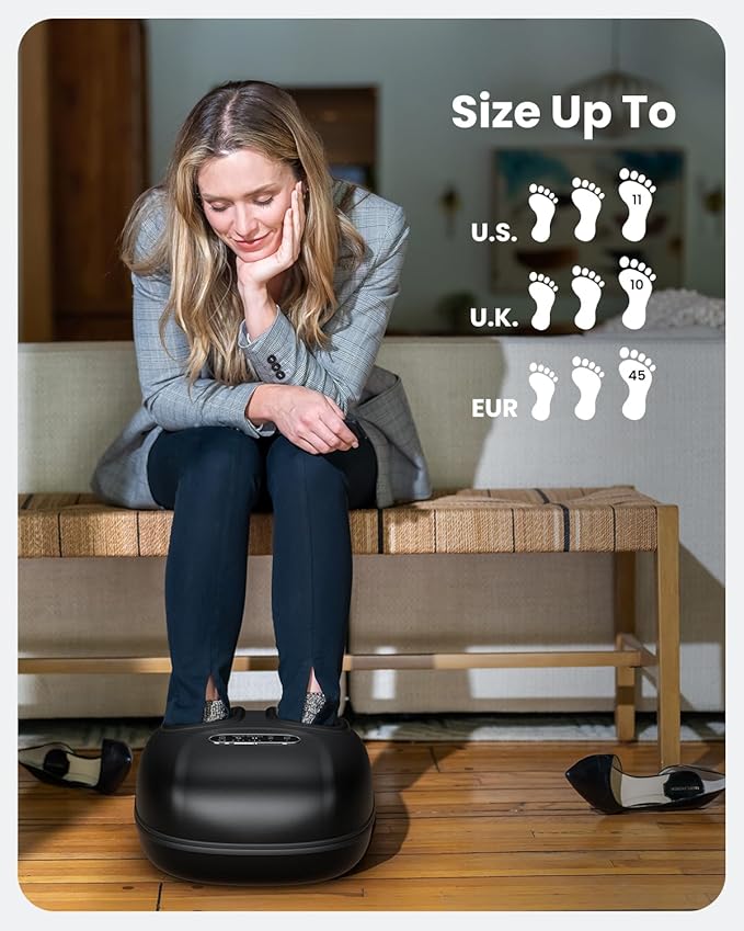 RENPHO Foot Massager Machine with Heat, Gifts for Women, Shiatsu Heated Foot Massager Machine for Plantar Fasciitis, Size Up to 11