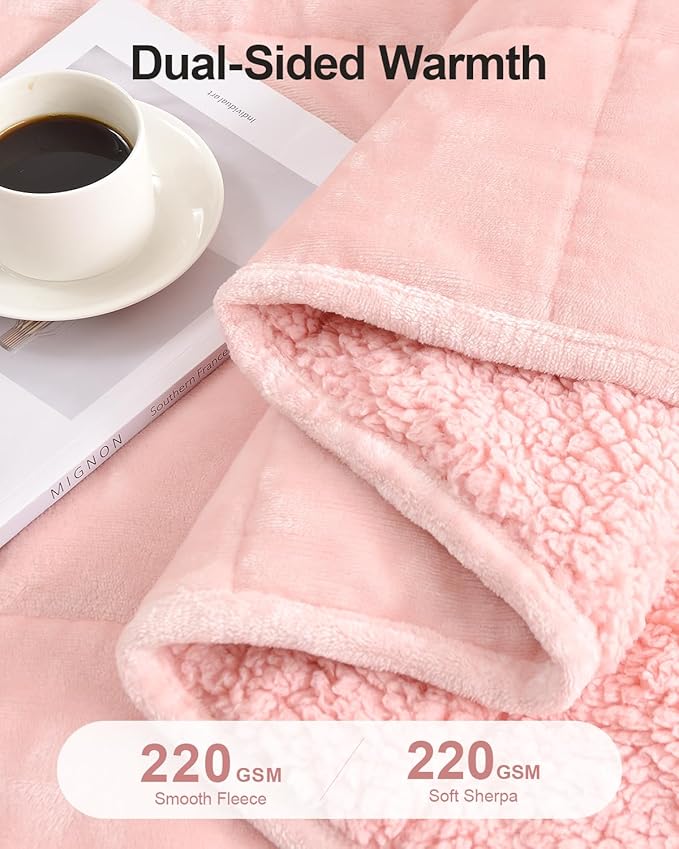Super Fuzzy Soft Sherpa Fleece Weighted Blanket, 15 lbs Dual Sided Fluffy Heavy Weighted Blankets for Adults - No Bunching with Double Layers of Soft Inner Lining (48"x 72", 15 Pounds)