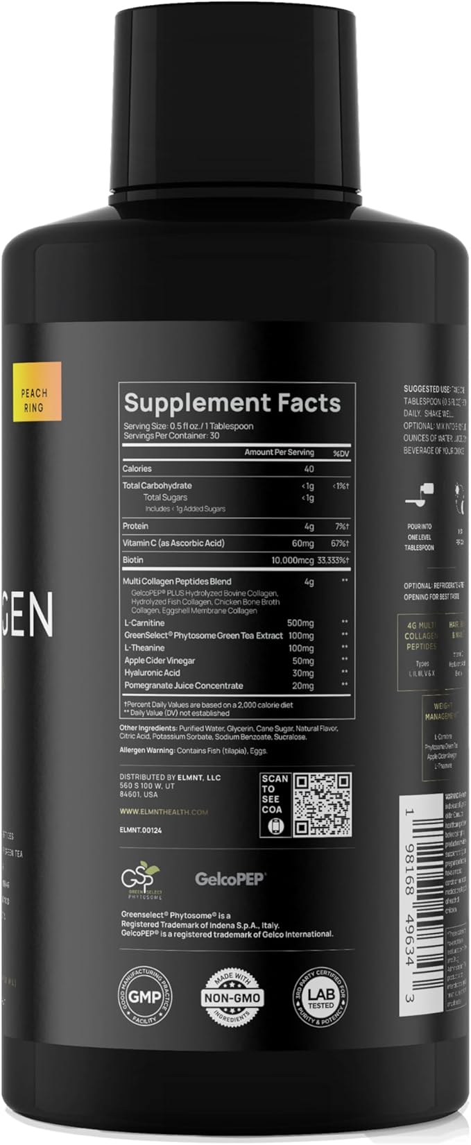 Premium Liquid Collagen for Women Weight Loss & Beauty w. Hyaluronic Acid, Biotin, L-Carnitine, Apple C Vinegar - Ultra Pure Multi Collagen Protein Shots Drink + Hair & Skin Liquid Vitamins - Colageno