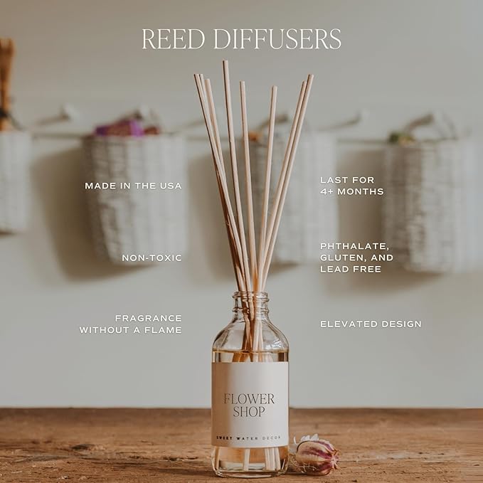 Sweet Water Decor Salt and Sea Reed Diffuser Set - Sea Salt, Citrus, Musk, and Amber Summer Scented Diffuser - Scent Diffusers for Home, Long Lasting Fragrance, Made in The USA