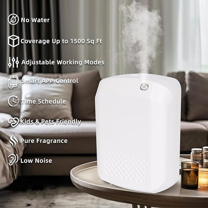 Smart Scent Air Machine for Home, Bluetooth Hotel Collection Diffuser with Smart Cold Air Tech, 1500 Sq. Ft Coverage Cold Air Diffusers Aromatherapy Diffuser for Home, Hotel, Office, Spa