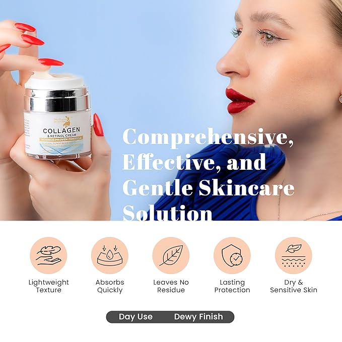 Face Moisturizer with SPF | Sunscreen for Face | Collagen, Retinol, Hyaluronic Acid Cream | Age-Defying, Lift & Firm Cream | Crema Hidratante para la Cara | Anti-Aging Moisturizer | Sunscreen | 1.7oz