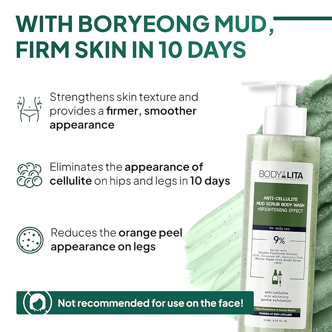 Anti Cellulite Mud Scrub Body Wash, Gentle Exfoliating, Improves Skin Texture, Provides a Smoother Look, 5.07 Fl Oz (1)