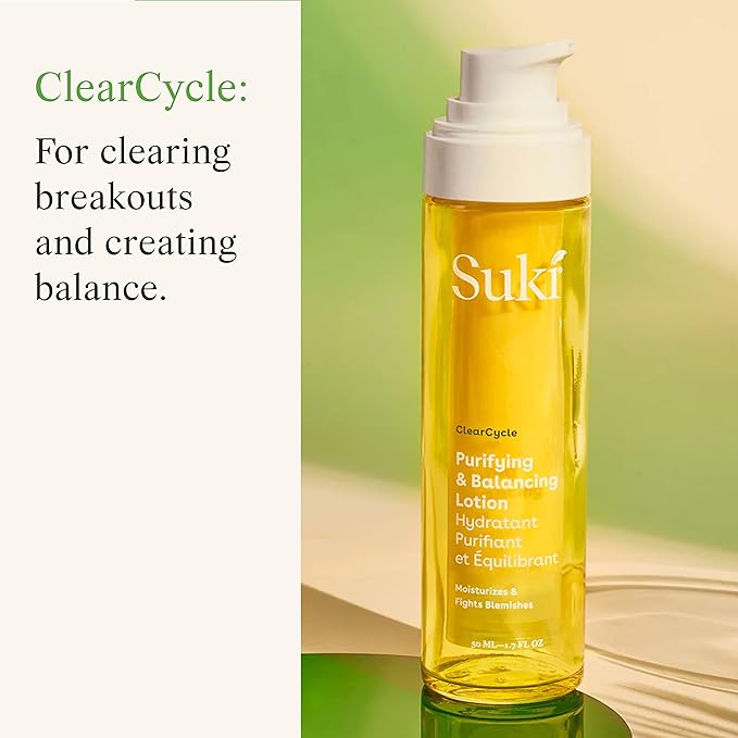 Suki Skincare Purifying and Balancing Day Lotion with Salicylic Acid – Hydrating, Anti Aging Face Moisturizer for women with Active Lifestyles – Calming Face lotion for Oily or Acne Prone Skin 1.7oz.
