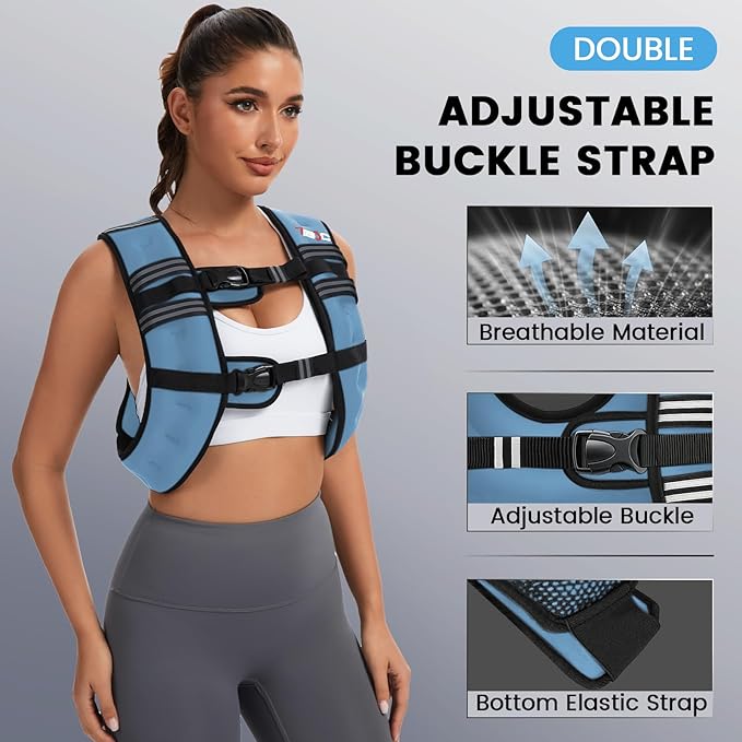 Weighted Vest Woman - 6lb/8lb/12lb/16lb/20lb/25lb/30lb Womens Weight Vest for Walking, Strength Training Weight Vests for Men, Reflective Stripe Fitness Vest for Workout Running Jogging