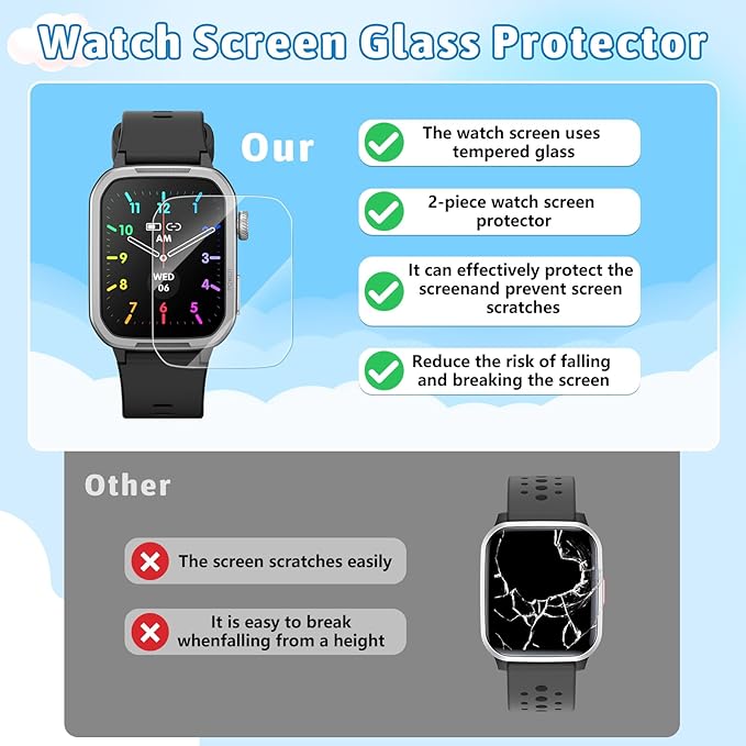 Kids Smart Watch for Boy Girl, Kids Watches with 19 Sport Modes, Heart Rate, Sleep Monitor, Pedometer, Alarm Clock, IP68 Waterproof Fitness Tracker, Gift for 6-16 Year Old Boys Girls Toys (Black)