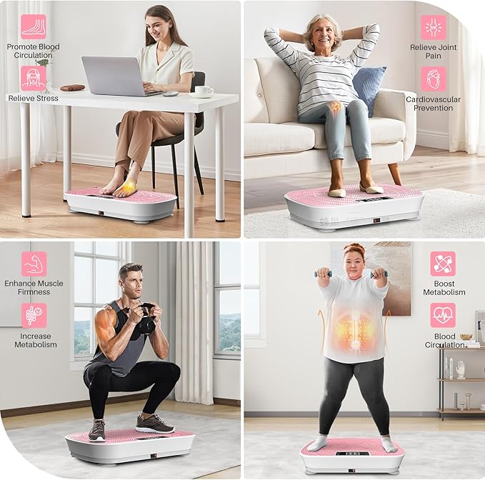 Vibration Plate Exercise Machine - 99 Speeds, 400LBS Capacity Quiet Whole Body Vibration Platform for Weight Loss & Lymphatic Drainage with Bluetooth Music, Remote & Touchscreen Control
