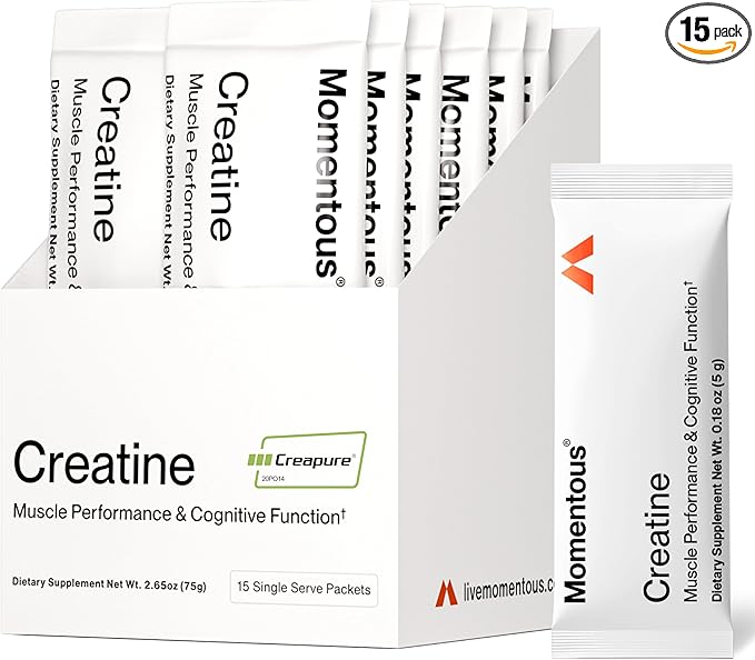 Momentous Creatine Monohydrate Powder - Creapure Creatine Powder - Supports Strength, Lean Muscle, & Recovery for Men & Women - NSF Certified for Sport - 5 g per Serving - 15 Servings