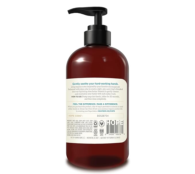 Soapbox Liquid Hand Soap, Sea Minerals & Aloe - Gentle & Moisturizing Hand Wash for Kitchen and Bathroom, Vegan & Cruelty Free Scented Hand Soap 12 Ounce Pump Bottles (Pack of 3)