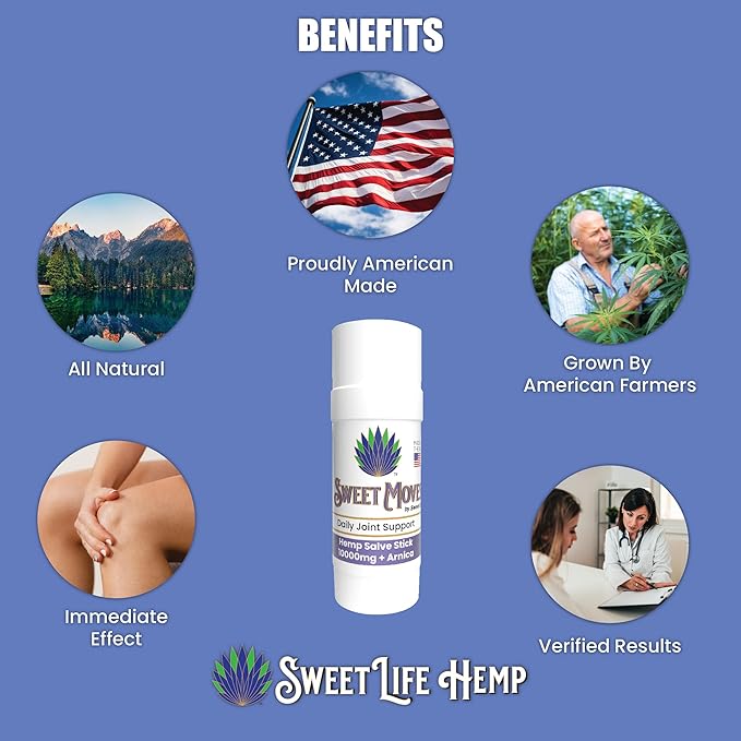 Sweet Life | Hemp Salve Stick | 10,000mg Twist Up Topical Salve | Arnica | Organic | Muscle Rub (10,000mg)