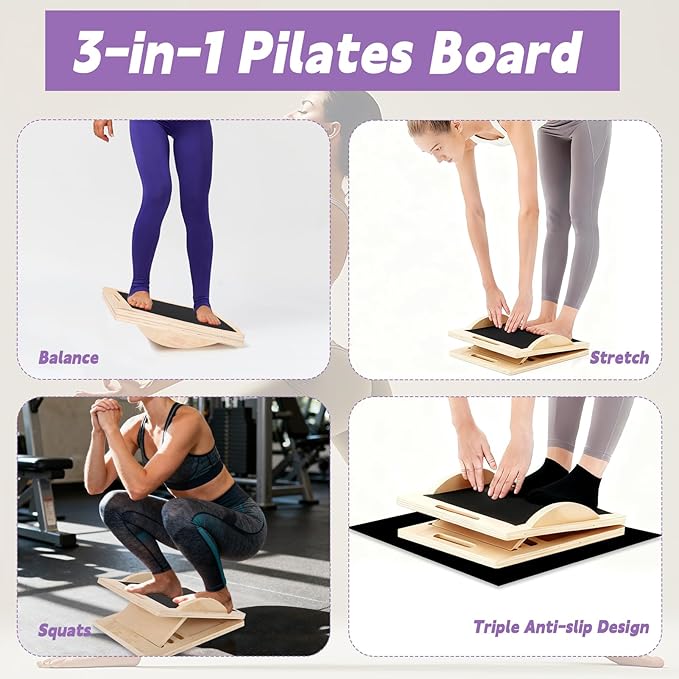 5-in-1 Pilates Board, Foldable Pilates Reformer Equipment – Multi-Purpose Portable Home Workout Kit for Full-Body Workout, Fitness, Exercise, Abs, Core Equipment