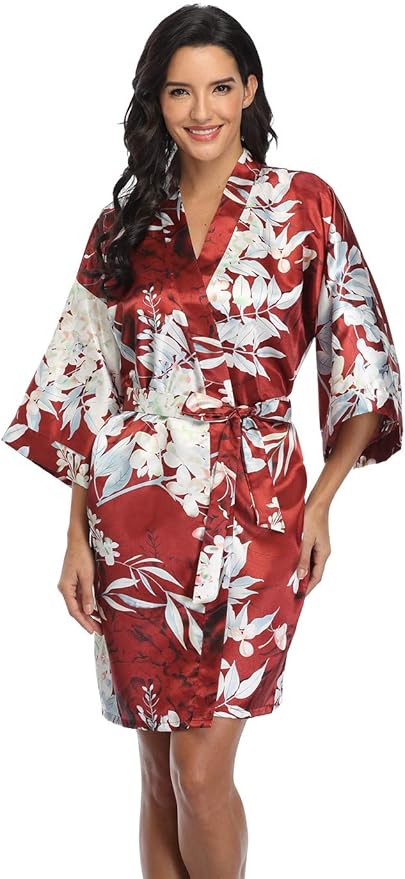 Women's Pure Short Silky Robes Bridesmaid Bride Party Satin Robes Sleepwear