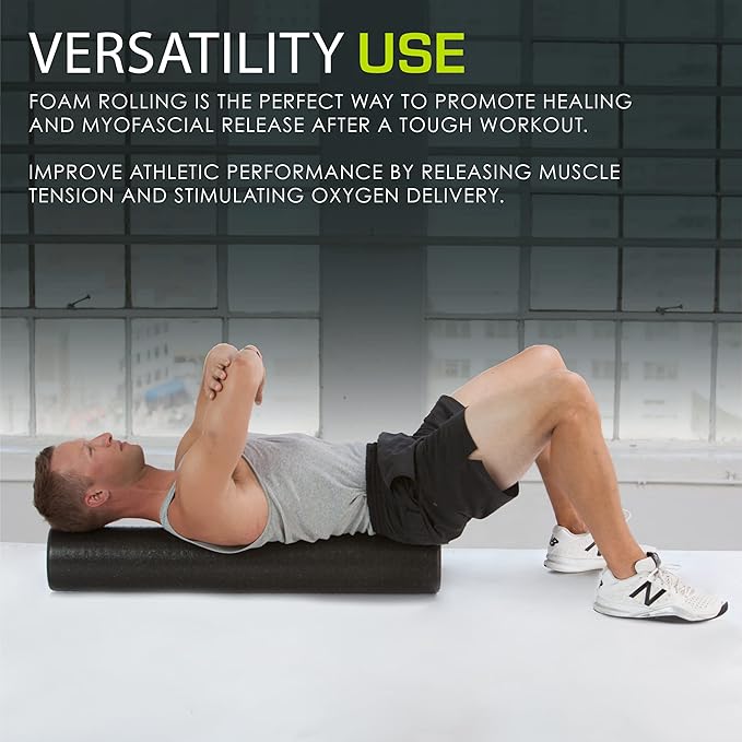 ProsourceFit High Density Foam Rollers 12 - inches Long, Firm Full Body Athletic Massage Tool for Back Stretching, Yoga, Pilates, Post Workout Muscle Recuperation