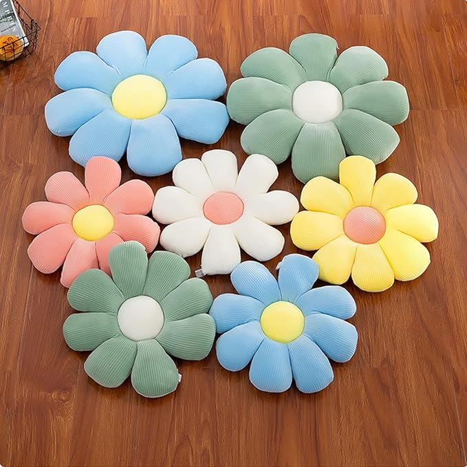 Flower Pillow, Flower Shaped Throw Pillow Floor Pillow Soft Seating Cushion Room Decor Plush Pillow for Bedroom, Sofa, Bed, Reading (15 inch, Green)