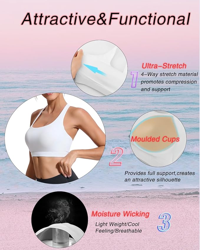 RUNNING GIRL High Impact Sports Bras for Women,Racerback Running Bra Workout Crop Tank Tops Longline Sports Bra Push up