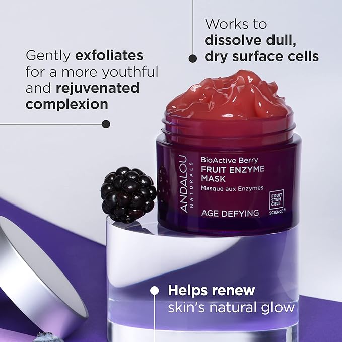 Andalou Naturals Bioactive 8 Berry Fruit Enzyme Mask, 1.7 Ounce