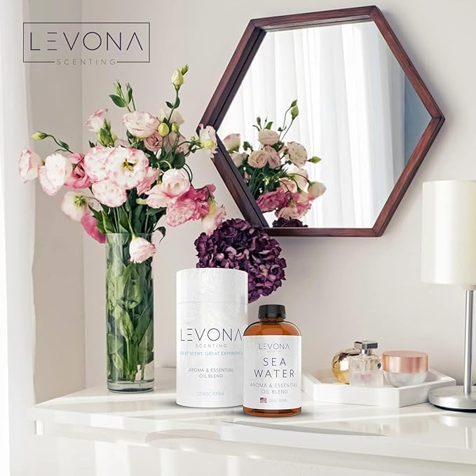 Levona Scent Essential Oil - Fresh Aroma for Home, Office, Hotel & Spa, Perfect in Humidifiers and Diffusers, Luxury Fragrance, with Aqua Marine, Lemon, & Bergamot Notes - 700ml/ 23 fl oz, Sea Water