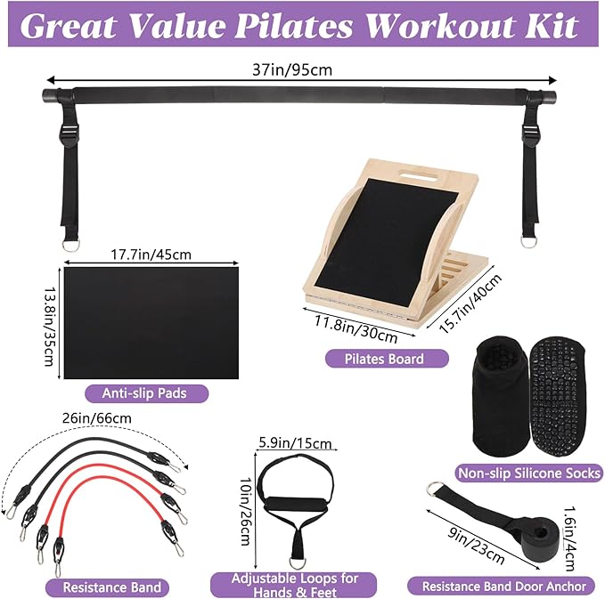 5-in-1 Pilates Board, Foldable Pilates Reformer Equipment – Multi-Purpose Portable Home Workout Kit for Full-Body Workout, Fitness, Exercise, Abs, Core Equipment