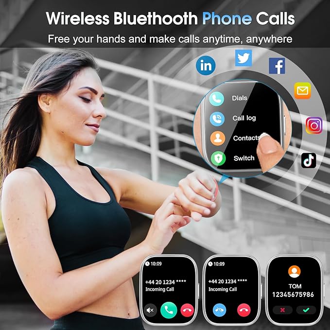 Smart Watch for Men Women Bluetooth Call, 2025 New 1.85" HD Smartwatch, Fitness Watch with 120+ Sport Modes, IP68 Waterproof, Heart Rate/Sleep Monitor, Pedometer, Activity Tracker for Android iOS,Blue