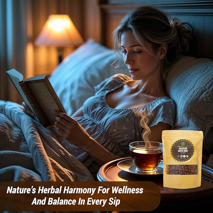 Cure wid Pure Organic Valerian Root Tea - Cut,Sifted & Non-Irradiated Valerian Tea Promotes Natural Relaxing Sleep - Te De Valeriana officinalis in Resealable Eco Friendly Pouch 16oz