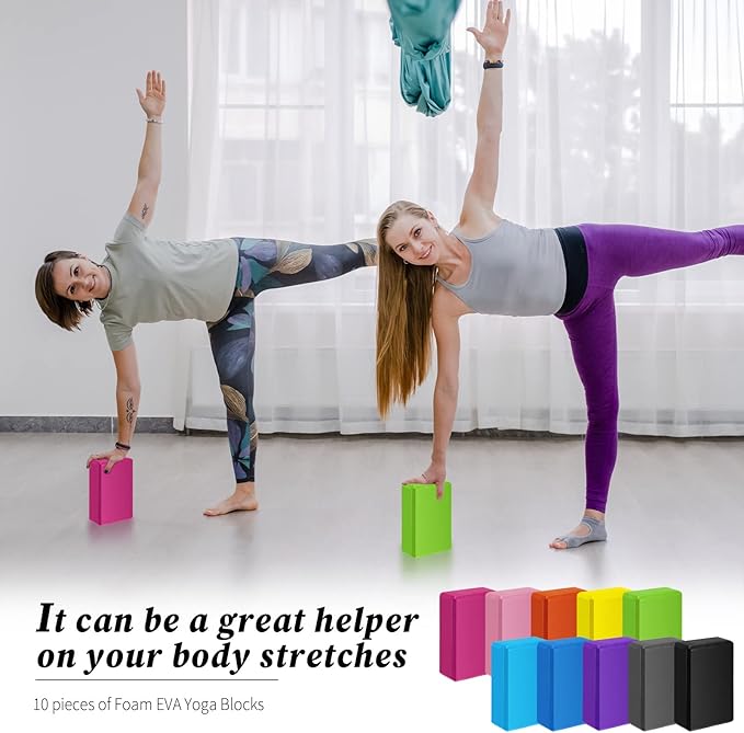 20 Pcs Foam EVA Yoga Blocks Lightweight Yoga Bricks Non Slip Supportive Foam Blocks Yoga Prop Accessories for Yoga, Pilates, Stretching and Meditation, Women Men Yogi Yoga Beginners (Multicolor)