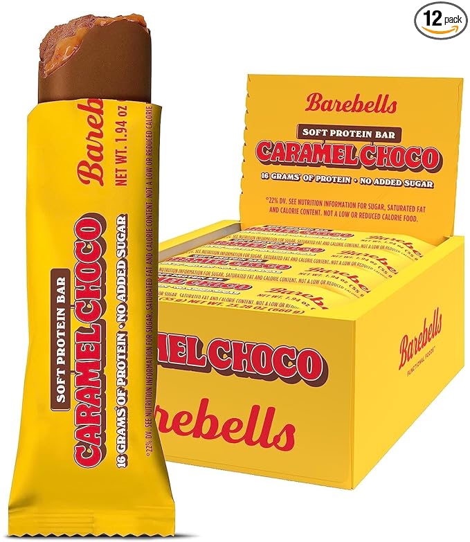 Barebells Soft Protein Bars Caramel Choco - 12 Count, 1.9oz Bars - Protein Snacks with 16g of High Protein - Fluffy Chocolate Protein Bar with 2g of Total Sugars - Soft Protein Snack & Breakfast Bars.