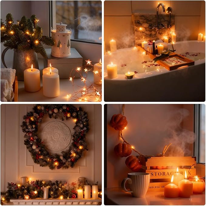 MTLEE Set of 72 White Pillar Candles 2 x 3, 2 x 6, 2 x 8 Inch Smokeless and Dripless Unscented Large Candles Long Clean Burning Rustic Pillar Candle for Wedding Dinner Home Decor